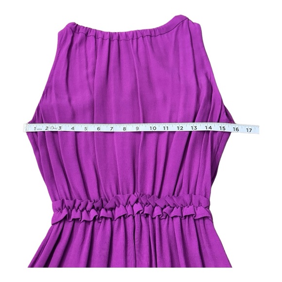 Kate Spade Katia Magenta Crepe Dress Sleeveless Midi Orange Tie Women’s Size S - Picture 3 of 9